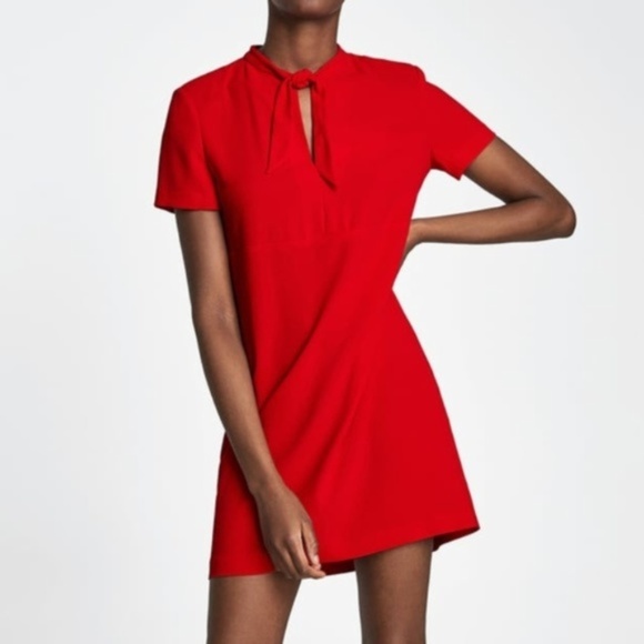 zara red bow dress